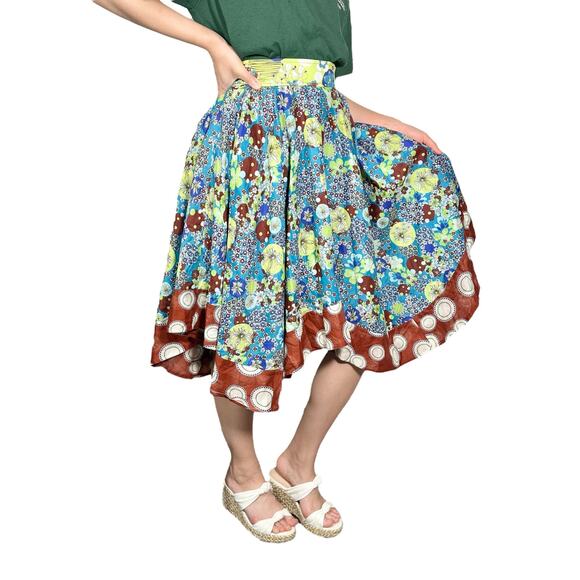 Workers For Freedom | Women | Floral A-Line Boho Hippie Circle Midi Skirt | Sz 4 - Picture 12 of 12